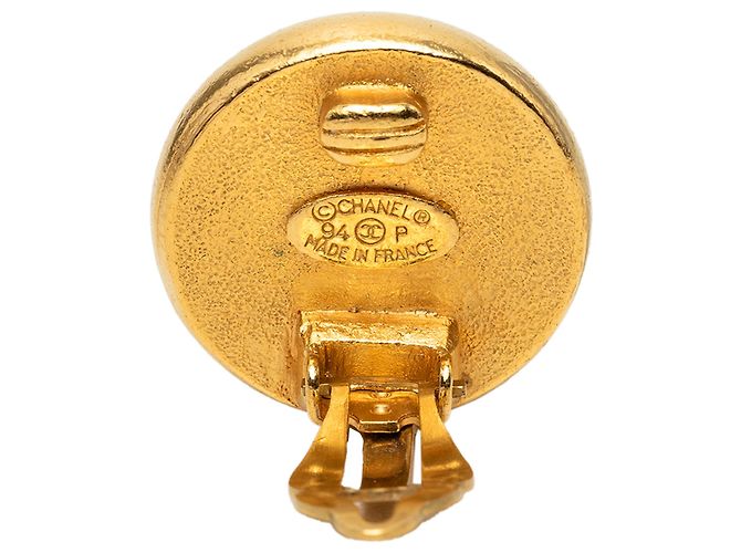 Pendientes de clip redondos de perlas falsas chapados en oro Chanel Gold Dorado - vista 3