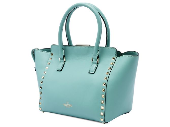 Borsa Tote Valentino Rockstud con doppio manico, piccola, pelle blu Blu chiaro - vista 2