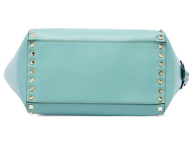Borsa Tote Valentino Rockstud con doppio manico, piccola, pelle blu Blu chiaro - vista 3