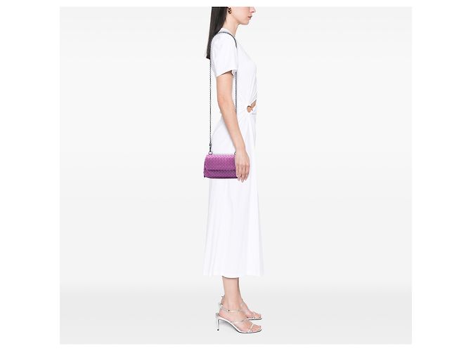 Bottega Veneta Mini Nappa Intrecciato espandibile viola con catena e patta - vista 6