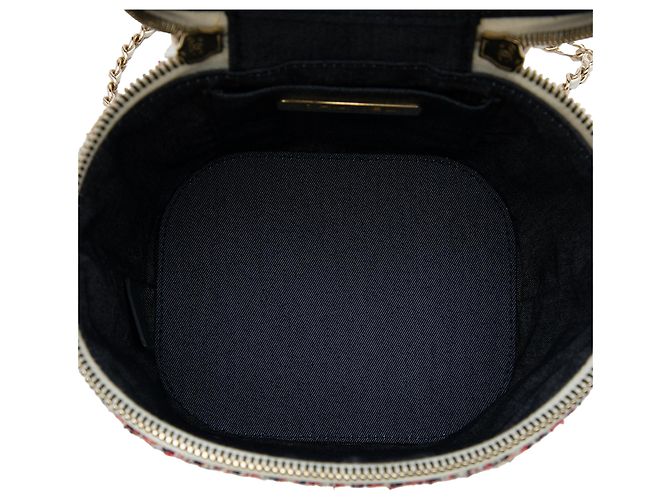 Vanity Neceser Chanel de Tweed Rojo y Piel de Cordero CC - vista 4