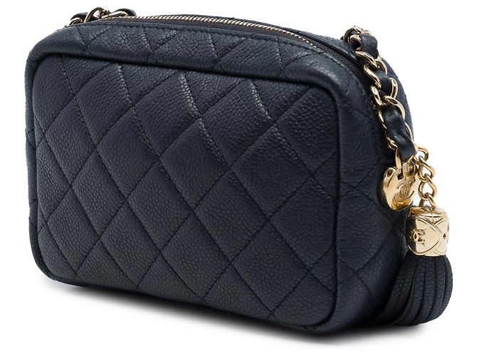 Borsa Chanel Mini Quilted Caviar Coco Tassel Camera Case Nera Nero - vista 2