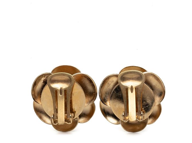 Orecchini a clip Chanel White CC Gold Plated Enamel Camellia Bianco - vista 2