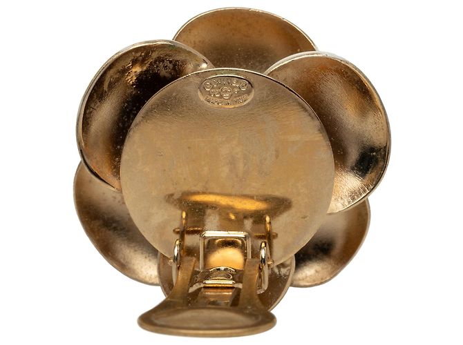 Orecchini a clip Chanel White CC Gold Plated Enamel Camellia Bianco - vista 3