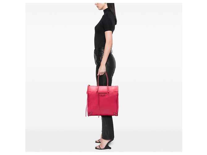 Borsa Tote Balenciaga Papier A5 in pelle rosa - vista 6
