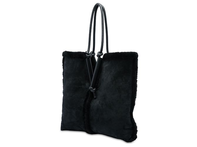 Tote reversibile Bolster in suede nero e shearling Bottega Veneta - vista 2