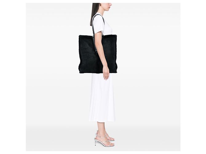 Tote reversibile Bolster in suede nero e shearling Bottega Veneta - vista 5