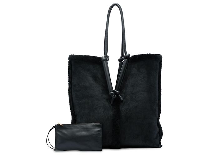 Tote reversibile Bolster in suede nero e shearling Bottega Veneta - vista 6