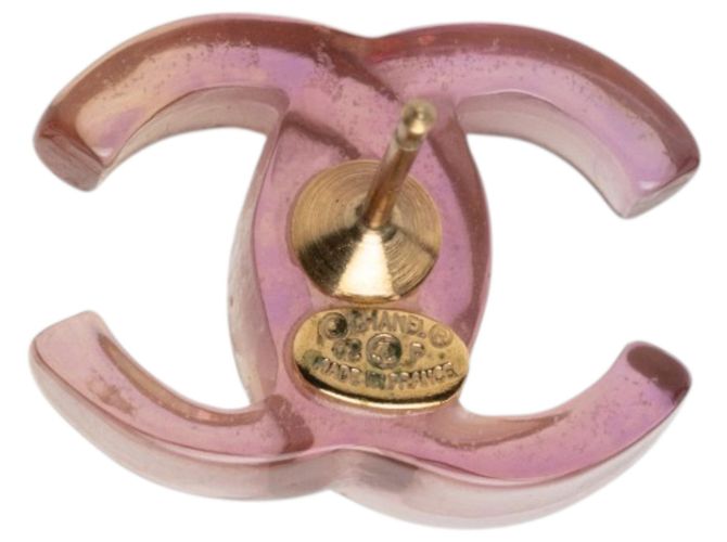Orecchini Chanel Purple CC Resin Bullet Back Porpora - vista 3