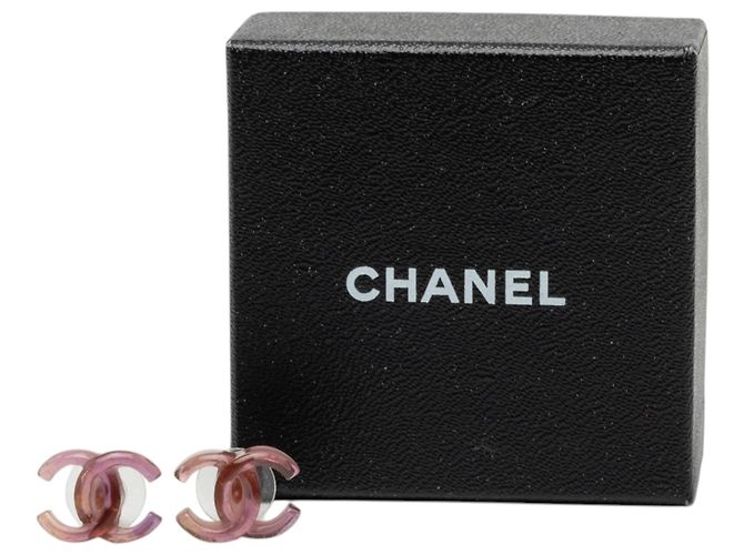 Orecchini Chanel Purple CC Resin Bullet Back Porpora - vista 4