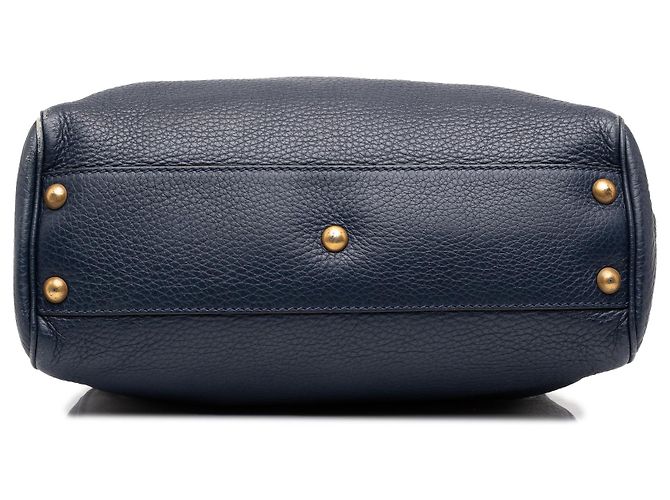Borsa Gucci Blue Small Calfskin Bamboo Shopper Satchel Blu navy - vista 3