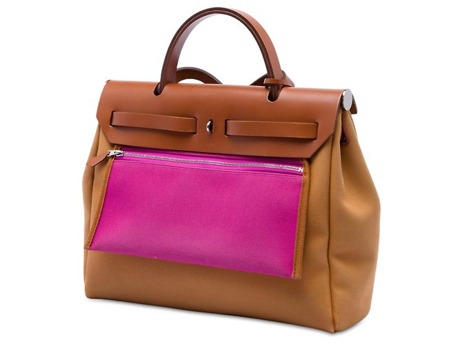 Hermès Brown Toile Verso Herbag Zip 31 Marrone Marrone chiaro - vista 2