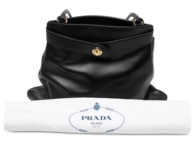 Prada Etude Softy Schultertasche aus schwarzem Kalbsleder - Ansicht 7