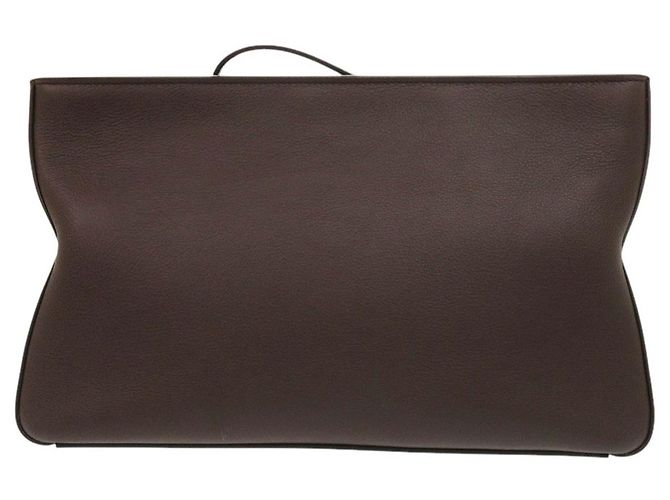 Salvatore Ferragamo Ferragamo Soft Pouch aus braunem Leder Dunkelbraun - Ansicht 2