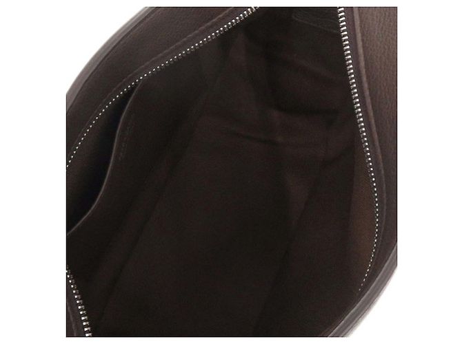Salvatore Ferragamo Ferragamo Soft Pouch aus braunem Leder Dunkelbraun - Ansicht 4