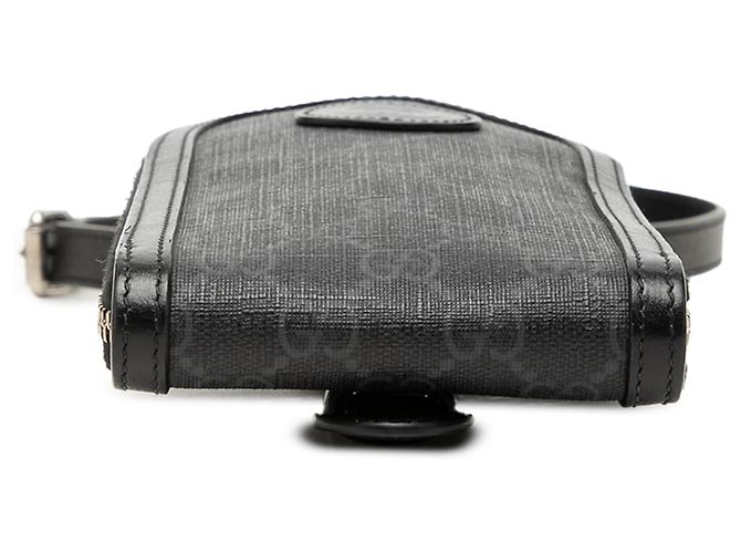 Portacellulare a tracolla Gucci Black GG Supreme Interlocking G - vista 3
