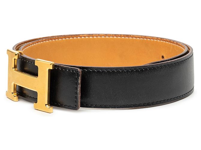 Cintura reversibile Hermès Constance H in pelle Box Calf e Courchevel nera Nero - vista 2