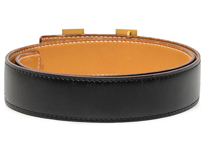 Cintura reversibile Hermès Constance H in pelle Box Calf e Courchevel nera Nero - vista 3