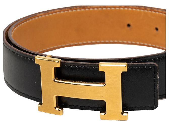 Cintura reversibile Hermès Constance H in pelle Box Calf e Courchevel nera Nero - vista 5