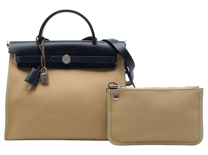 Hermès Beige Toile Herbag Zip 31 Bege - vista 7