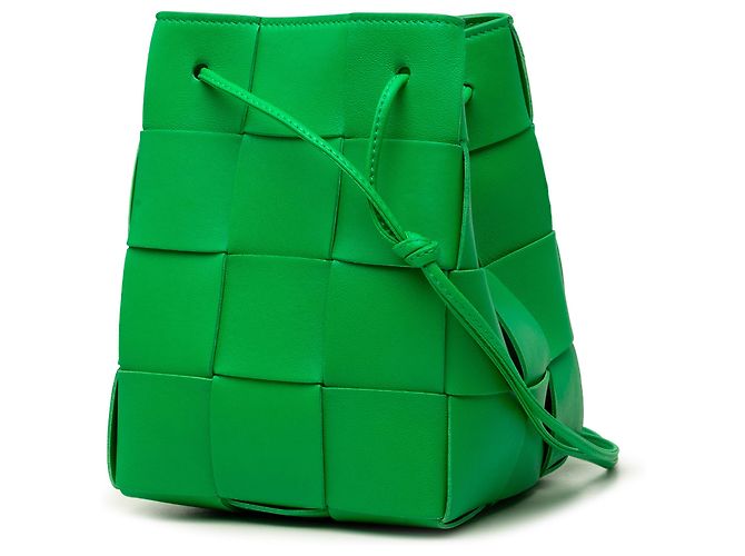 Bottega Veneta Borsa Secchiello Small Nappa Maxi Intrecciato Cassette Verde D'oro - vista 2