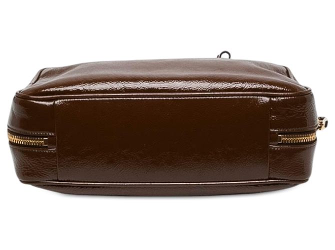 Borsa Miu Miu Beau Large in vernice Naplak marrone con logo - vista 3