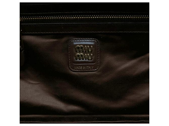 Borsa Miu Miu Beau Large in vernice Naplak marrone con logo - vista 5