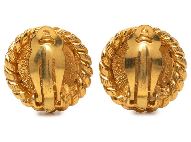 Pendientes de clip redondos Sunburst Chanel Gold CC chapados en oro Dorado - vista 2