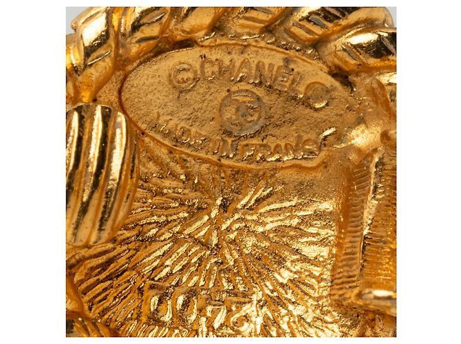 Pendientes de clip redondos Sunburst Chanel Gold CC chapados en oro Dorado - vista 3