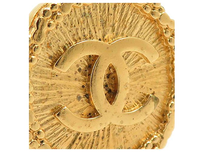 Orecchini a clip rotondi Sunburst Chanel Gold CC placcati in oro D'oro - vista 13
