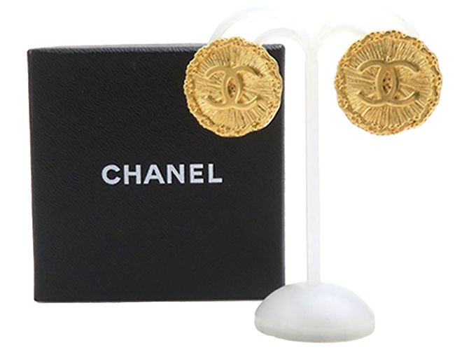 Orecchini a clip rotondi Sunburst Chanel Gold CC placcati in oro D'oro - vista 14