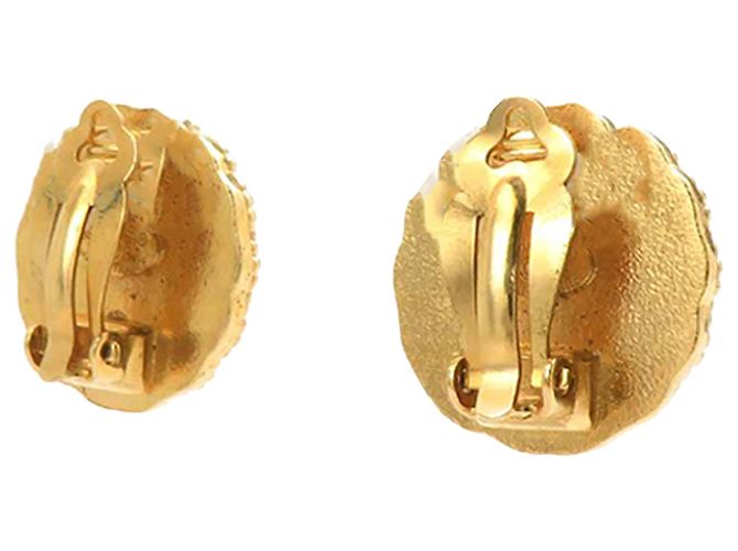 Orecchini a clip rotondi Sunburst Chanel Gold CC placcati in oro D'oro - vista 2