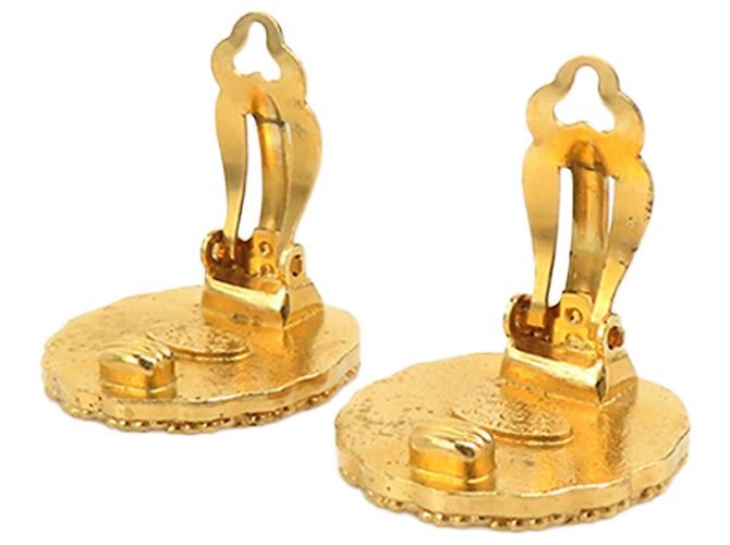 Orecchini a clip rotondi Sunburst Chanel Gold CC placcati in oro D'oro - vista 4