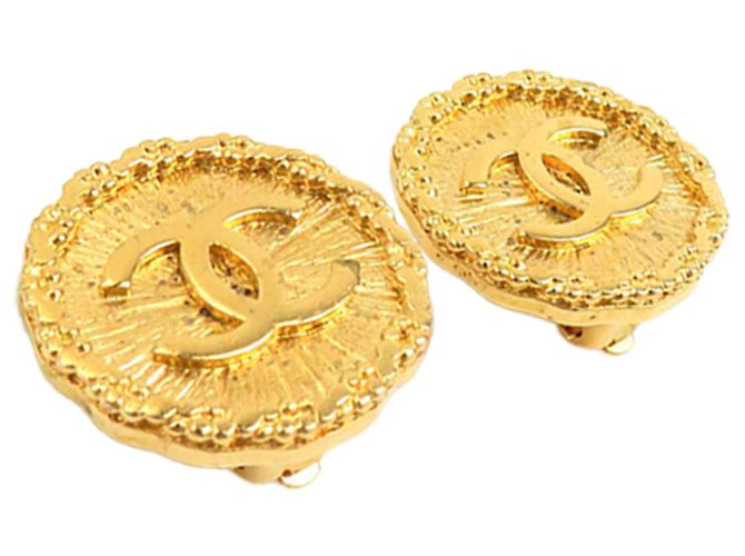 Orecchini a clip rotondi Sunburst Chanel Gold CC placcati in oro D'oro - vista 7