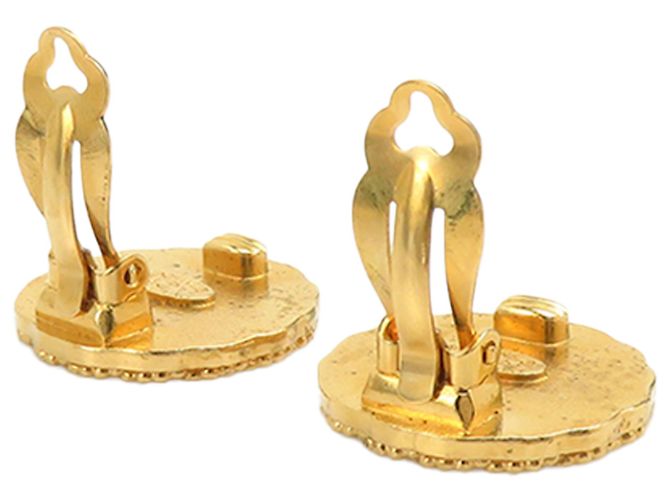 Orecchini a clip rotondi Sunburst Chanel Gold CC placcati in oro D'oro - vista 9