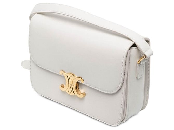 Céline Celine White Classique Shiny Calfskin Triomphe Crossbody Bianco - vista 2