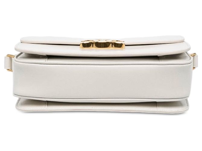 Céline Celine White Classique Shiny Calfskin Triomphe Crossbody Bianco - vista 3