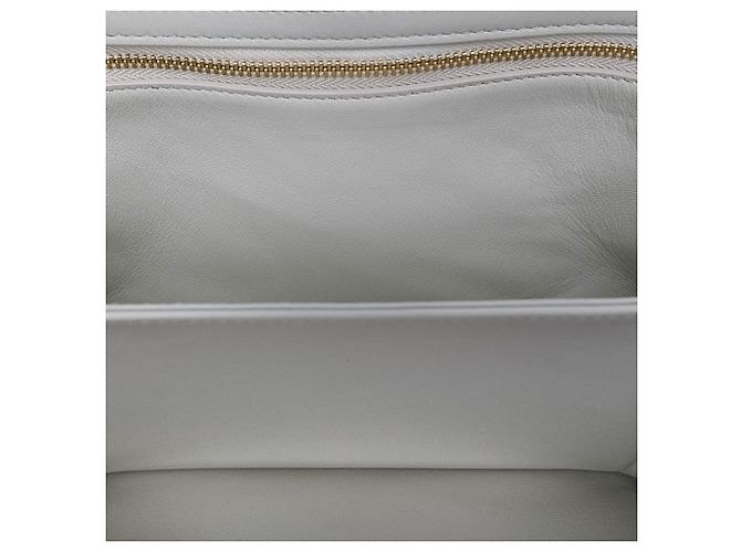 Céline Celine White Classique Shiny Calfskin Triomphe Crossbody Bianco - vista 4