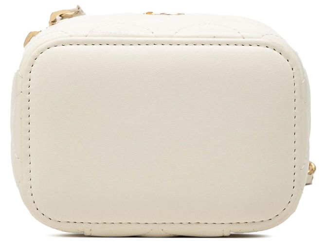 Mini Vanity Case Chanel Pearl Crush de Piel de Cordero Acolchada Blanca con Cadena Blanco - vista 3
