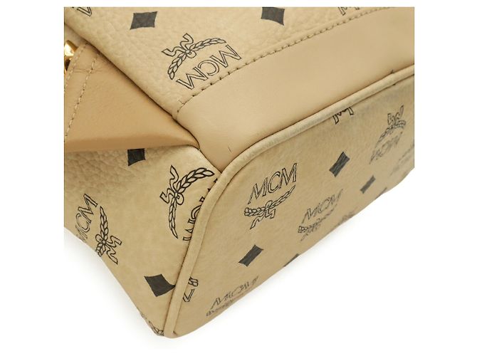 MCM Visetos Stark Mini Backpack Beige - view 4