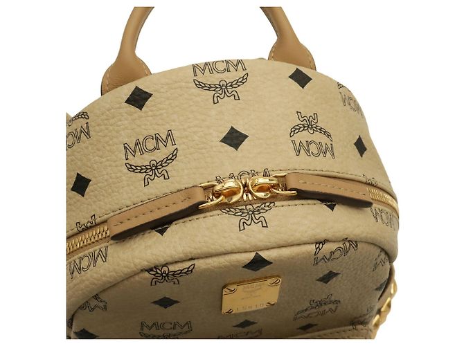 MCM Visetos Stark Mini Backpack Beige - view 6