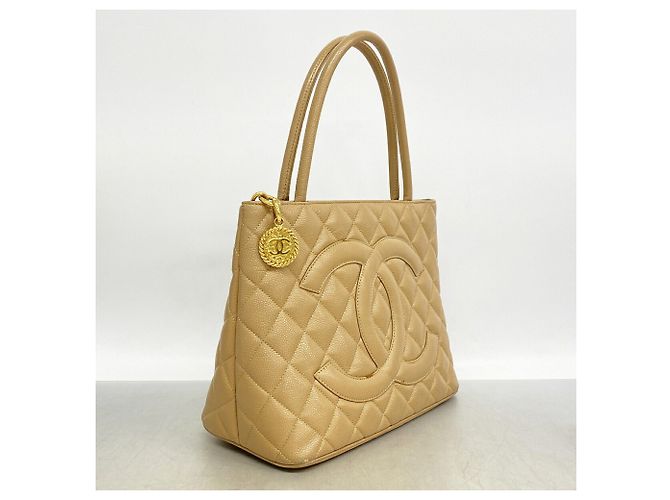 Borsa Tote Chanel in vitello grana Beige - vista 2
