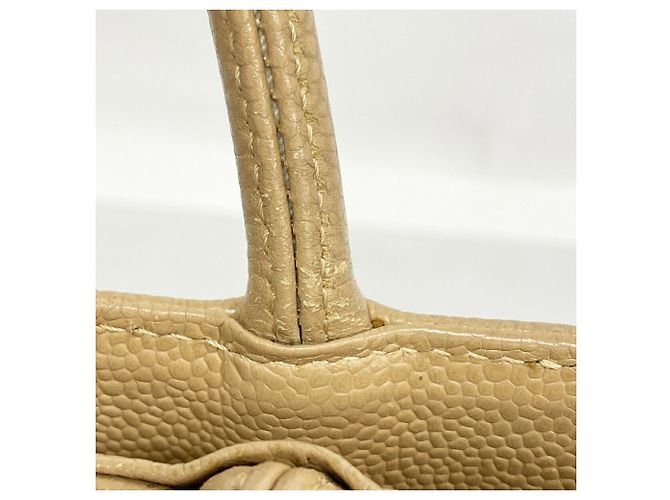 Borsa Tote Chanel in vitello grana Beige - vista 9