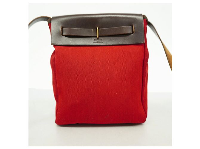 Hermès Borsa a tracolla Hermes Herbag TPM Marrone Rosso - vista 11