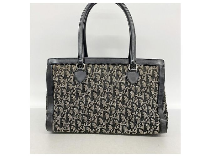 Sac cabas Christian Dior Trotter Canvas Noir Beige - vue 13