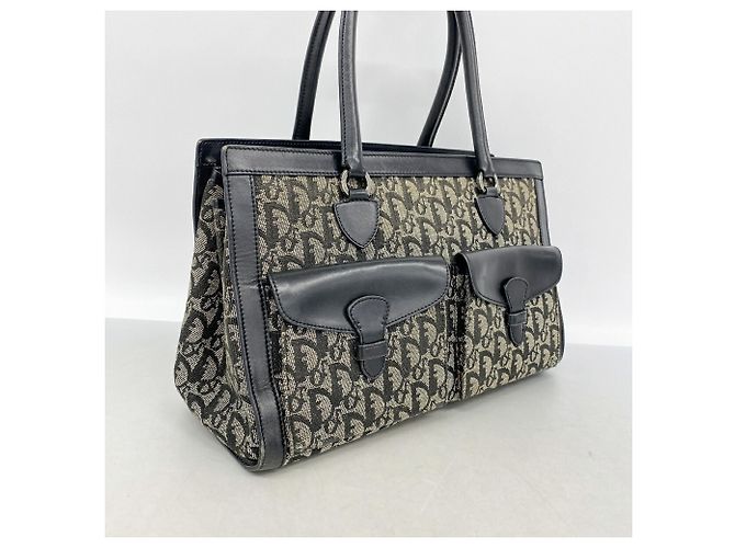 Sac cabas Christian Dior Trotter Canvas Noir Beige - vue 2