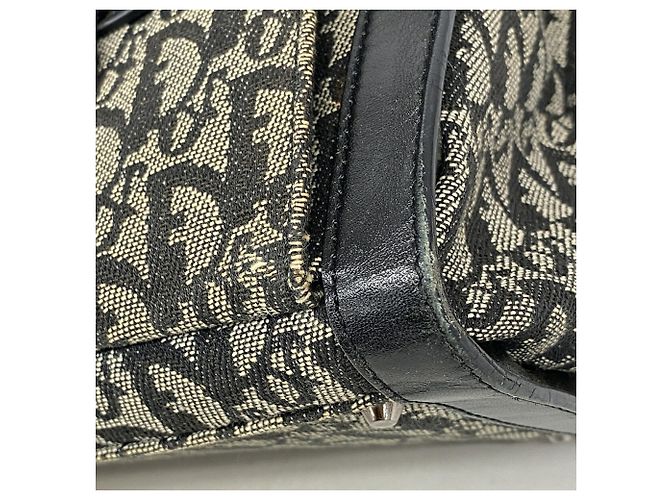 Sac cabas Christian Dior Trotter Canvas Noir Beige - vue 7