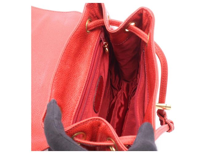 Chanel Triple Coco Mark Rucksack/Handtasche Rot - Ansicht 3