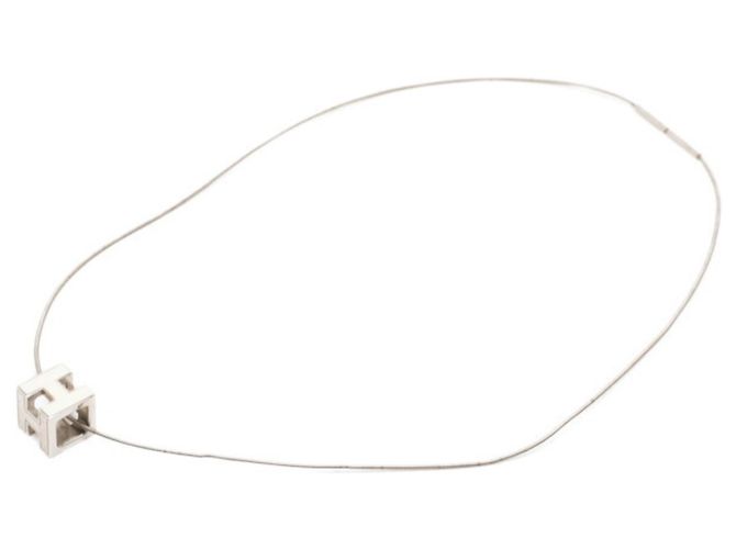 Hermès Collana Hermes Cage d'H H-Cube Argento Bianco - vista 3