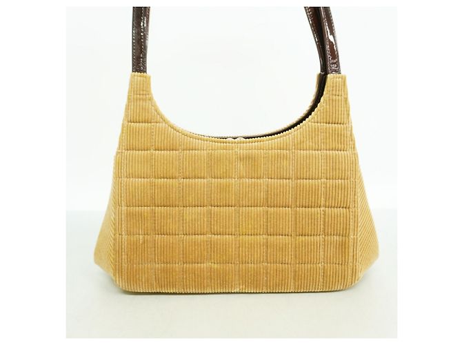 Borsa a tracolla Chanel in velluto a coste marrone - vista 11